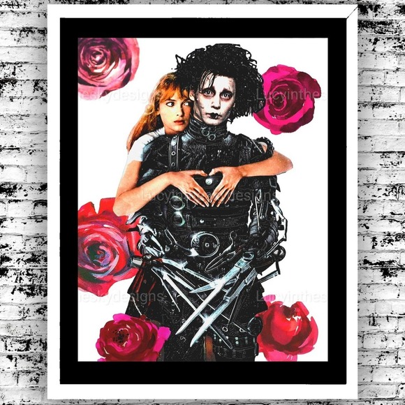 Art Print Edward Scissorhands Love Soulmate Tim Burton Spooky Gothic Wal… - Picture 1 of 5